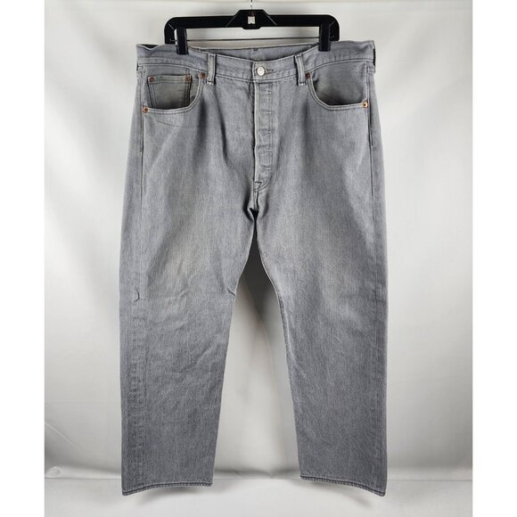 LEVIS 501 Jeans Mens 40x30 Red Tab Button Fly Gray Straight Leg - Picture 1 of 11